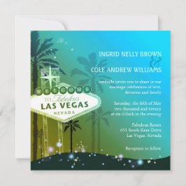 Glam Blue Las Vegas Bröllop Inbjudningar