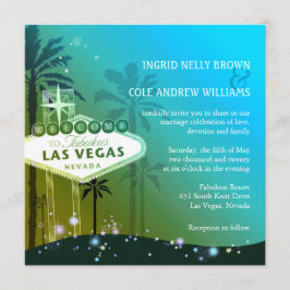 Glam Blue Las Vegas Bröllop Inbjudningar