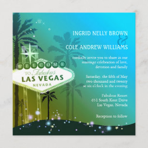 Glam Blue Las Vegas Bröllop Inbjudningar