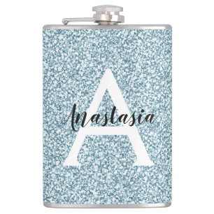 Glam Blue Silver Glitter Sparkles Monogram Namn Fickplunta