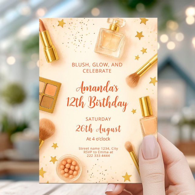 Glam Blush and Glow Birthday Party Inbjudningar (Skapare uppladdad)