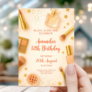 Glam Blush och Glow Födelsedagsfest Inbjudningar