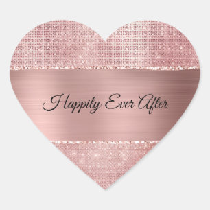 Glam Blush Rosa Glittrig Glitter Hjärtformat Klistermärke