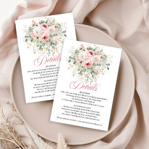 Glam Blush Rosor Guld Bröllopsdetaljkort Tilläggskort