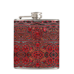 Glam bohemisk kristallburgundi ruby rhinestone fickplunta