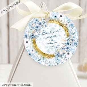 Glam Boho Dammtor Blue Guld Bröllop Tacksamt Tag Gåvor Etiketter