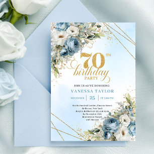 Glam Boho Guld 70-års Födelsedagsinbjudan Inbjudningar