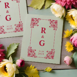 Glam Botanical Frame Wedding Initials Stämpel