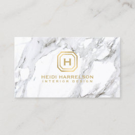 Glam Box Logotyp Monogram White Marble Visitkort