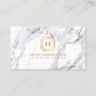 Glam Box Logotyp Monogram White Marble Visitkort