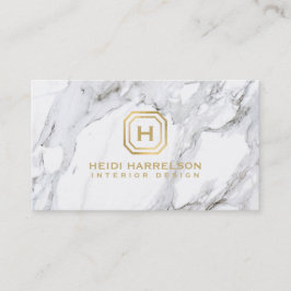 Glam Box Logotyp Monogram White Marble Visitkort