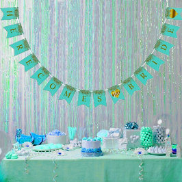 Glam Bride Teal Guld Gnistra Twinkle Shower Party Vimplar