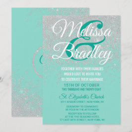 Glam bröllop för kricka för vitglitterSparkles Inbjudningar