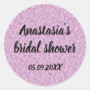 Glam Bröllopsfest Lilafärgad Glitter Gnistrar Runt Klistermärke