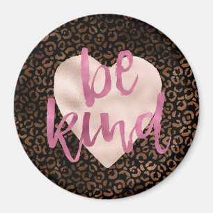 Glam Brown Black Leopard Print Heart Magnet