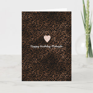 Glam Brown Black Leopard Skriv ut Kort