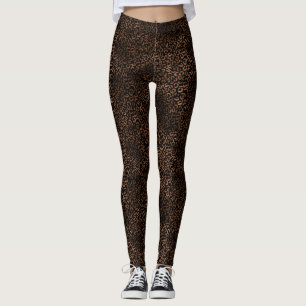 Glam Brown Black Leopard Skriv ut Leggings