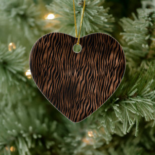 Glam Brown Black Zebra tryck Julgransprydnad Keramik