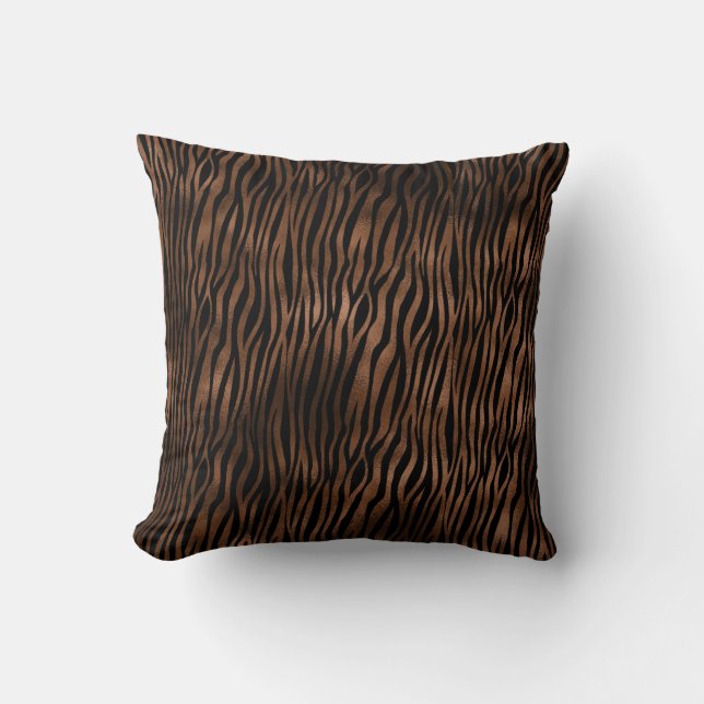 Glam Brown Black Zebra tryck Kudde (Framsida)