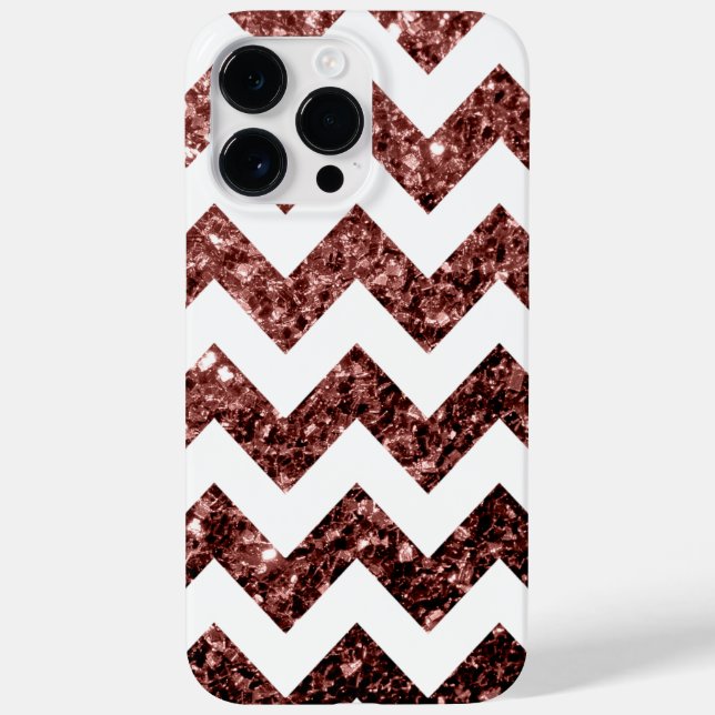 Glam Brown Red Glitter sparkles White Chevron (Baksida)