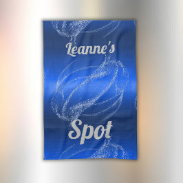 Glam Brushed Metall och Glitter Blue Monogram | Kökshandduk