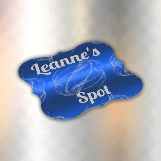 Glam Brushed Metall och Glitter Blue Monogram | Underlägg Papper (Skapare uppladdad)