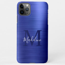 Glam Brushed Metallic Royal Blue Monogram