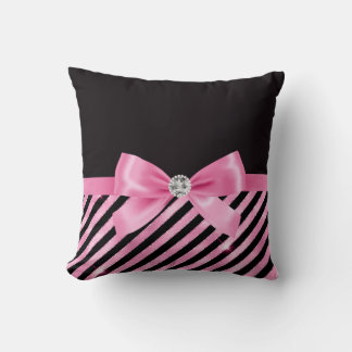 Glam Bubble Rosa Bow-Rosa Black-Candy Rand Kudde