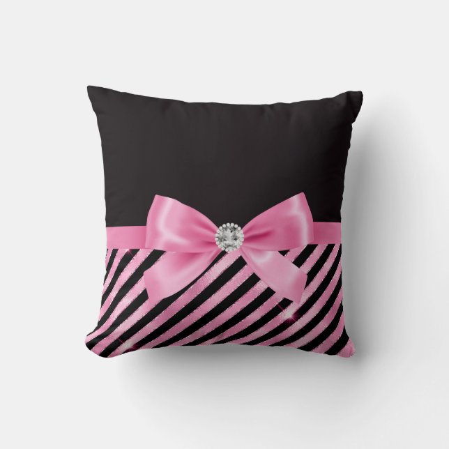 Glam Bubble Rosa Bow-Rosa Black-Candy Rand Kudde (Framsida)