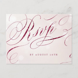 Glam burgundi calligraphy vintage bröllop OSA Inbjudan Vykort