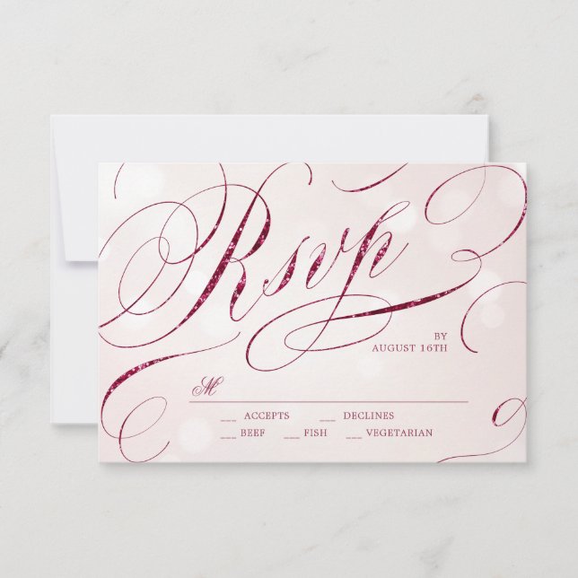 Glam burgundi calligraphy vintage bröllop OSA Kort (Framsida)
