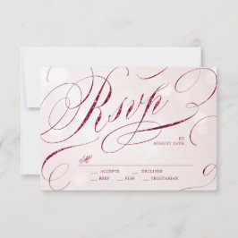 Glam burgundi calligraphy vintage bröllop OSA Kort