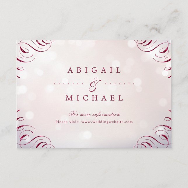 Glam burgundisk calligraphy vintage bröllop infoga tilläggskort (Framsida)
