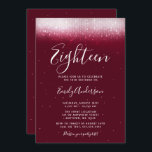 Glam Burgundy 18th födelsedag Inbjudningar<br><div class="desc">Denna moderna 18th födelsedaginbjudan är designad att imponera! Moderiktig fauxshimmer tänder på en burgundy bakgrund med ett modernt skrivar stilsorten.</div>