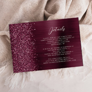Glam Burgundy Borstat Metall Bröllopsdetaljer Tilläggskort