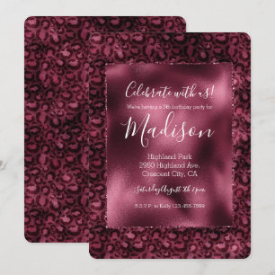 Glam Burgundy Leopard Skriv ut Inbjudningar