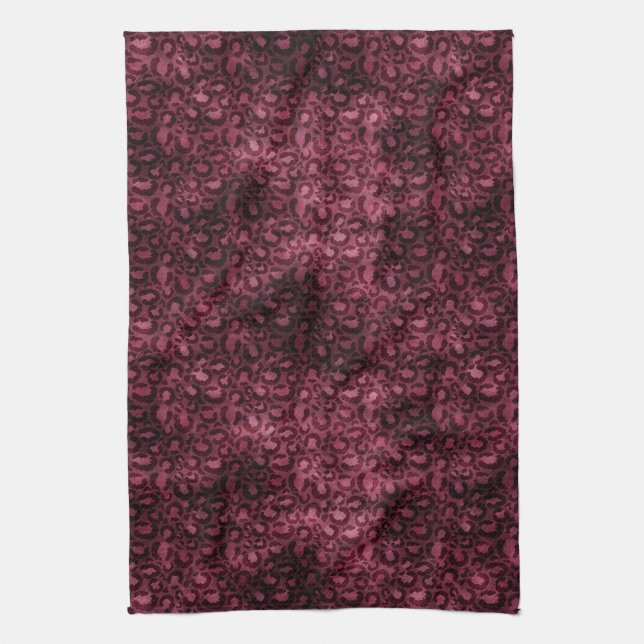Glam Burgundy Leopard Skriv ut Kökshandduk (Vertikal)