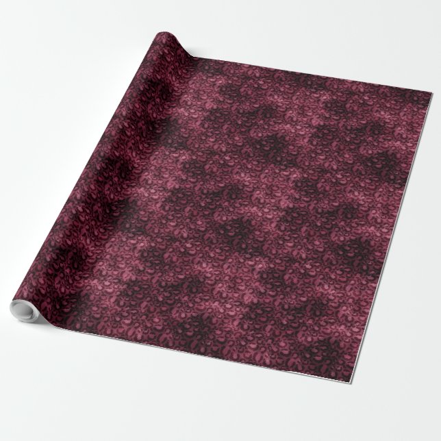 Glam Burgundy Leopard Skriv ut Presentpapper (Utrullad)