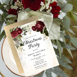 Glam Burgundy Ro Blommigt jul Party Inbjudningar<br><div class="desc">Elegant och mörk röd och burgig blommigt ro med fröpärlor på en stänk sepia färgad ram julfest "jul Party" av Helgdag Hearts Designs utformning.</div>