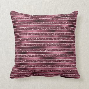 Glam Burgundy Röd ros Glitter Rand Kudde