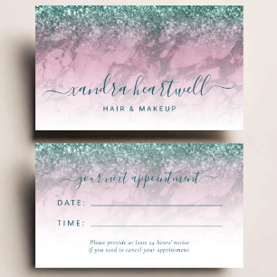 Glam Burgundy Teal Script Stylist Avtal Visitkort