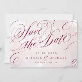 Glam burgundy vintage calligraphy save date spara datumet