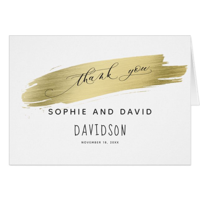 Glam Calligraphy Guld Stroke Tack Hälsningskort (Framsidan Horizontal)