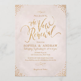 Glam calligraphy ro guld vow förnyelse inbjudningar
