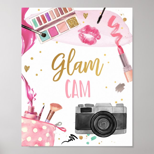 Glam Cam Spa Party Makeup Glamor Girl Birthday Po Poster (Framsidan)