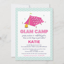 Glam Camp Makover Girls Birthday-inbjudan Inbjudningar