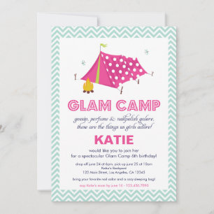 Glam Camp Makover Girls Birthday-inbjudan Inbjudningar