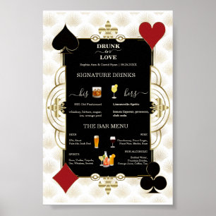 Glam Casino Bröllop Berusad i Kärlek Bröllops Bars Poster