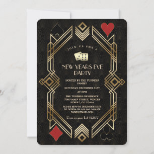 Glam Casino Las Vegas Guld Gatsby Nyårsafton Inbjudningar