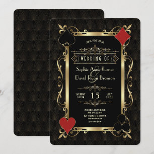 Glam Casino Night Gold Art Deco 20-talet Gatsby Br Inbjudningar